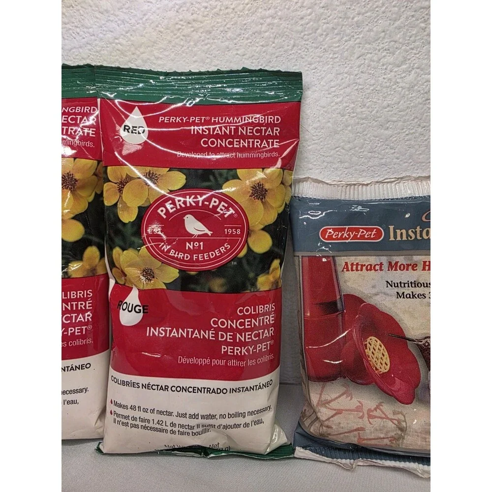 Lot Of 3 Perky-Pet Humingbird Food Instant Nectar Concentrate Powder Red